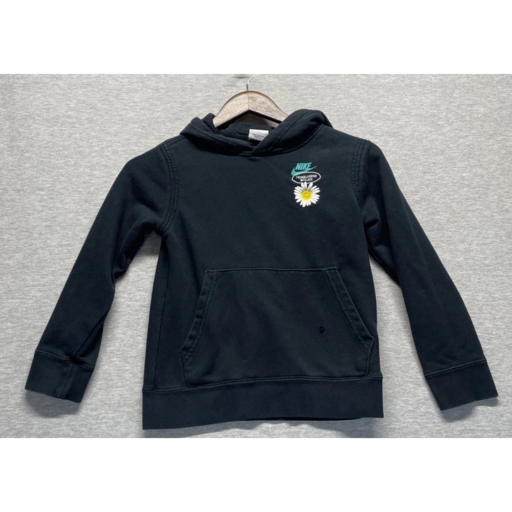 Nike Sportswear French Terry Hoodie Boys S Black Graphic Daisy Have A Nike Day